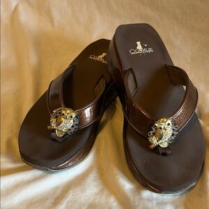 Corkys Metallic Brown Sandals with Changeable Embellishments